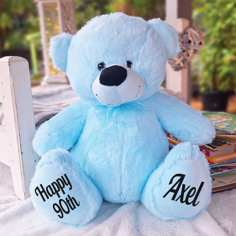 Personalised 90th Birthday Teddy Bear 40cm -Light Blue