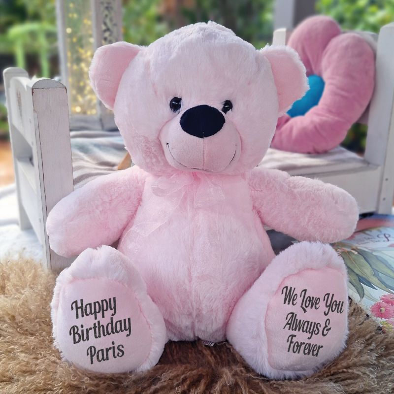 Personalised Birthday Teddy Bear 40cm - Light Pink