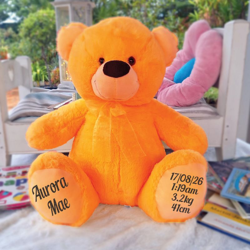 Baby Birth Details Teddy Bear 40cm Plush Orange