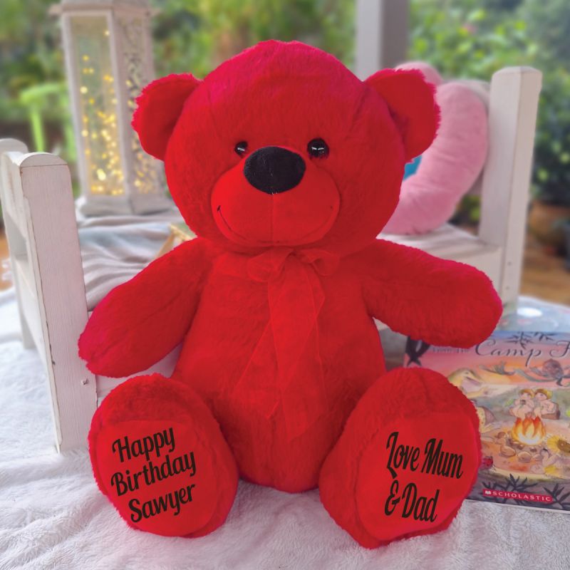 Personalised Birthday Bear 40cm Red