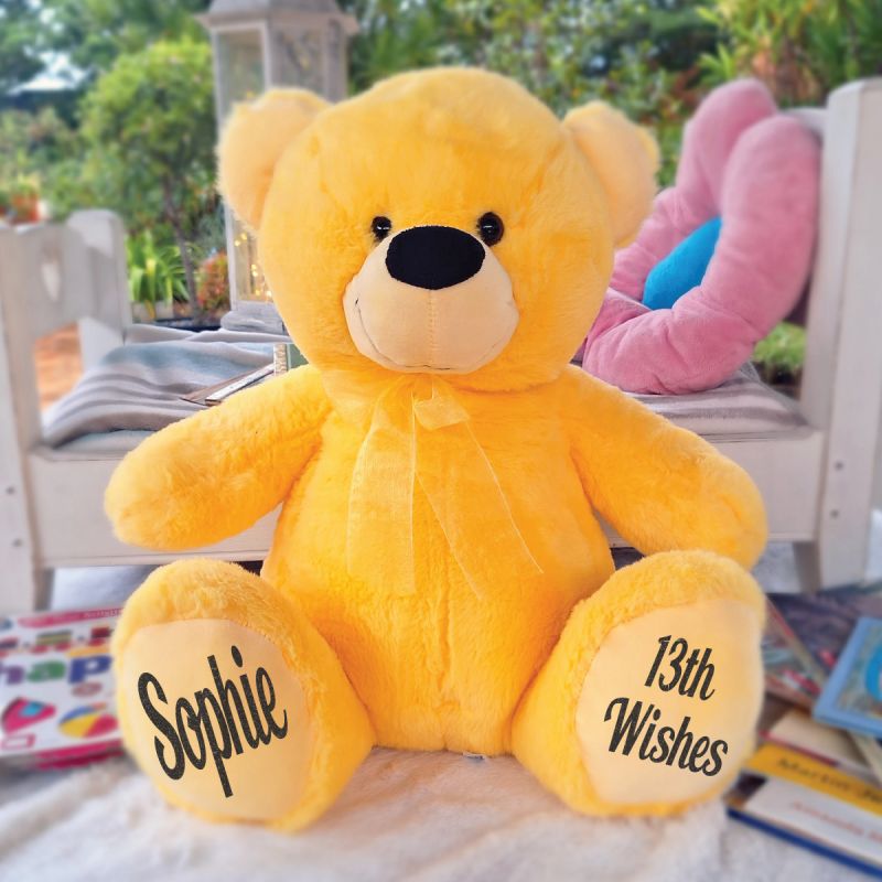 Personalised 13th Birthday Teddy Bear 40cm Plush  Yellow
