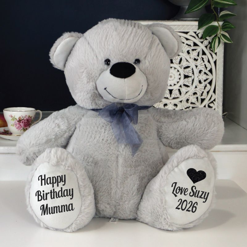 Personalised Mum Teddy Bear 40cm Plush Grey