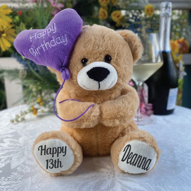 Happy 13th Birthday Bear with Balloon