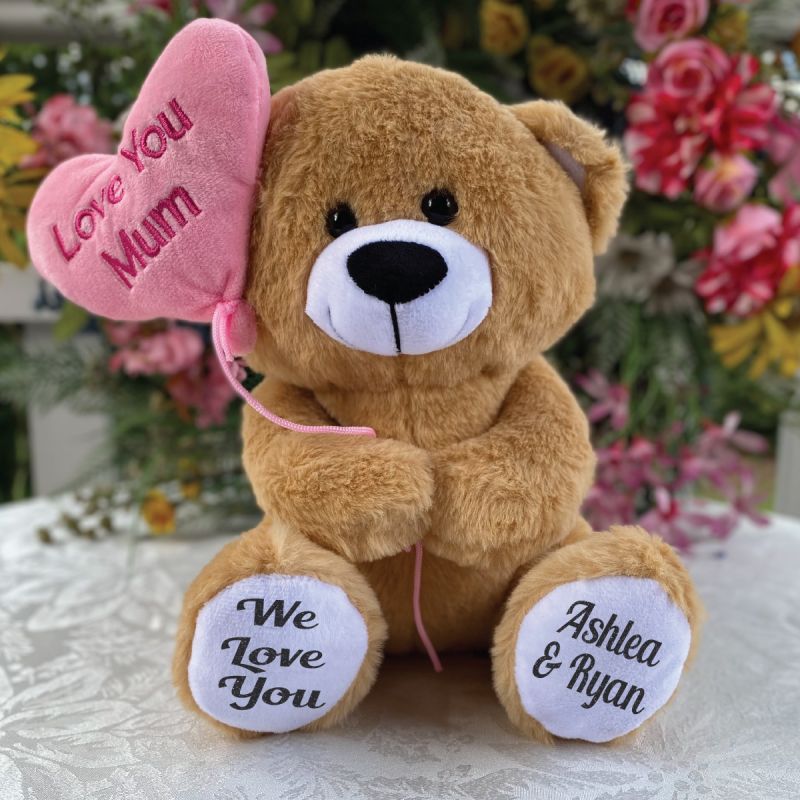 Personalised Mum Bear With Balloon
