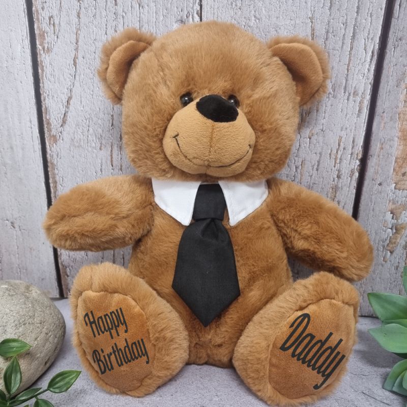 Brown Dad Bear with Black Tie 30cm