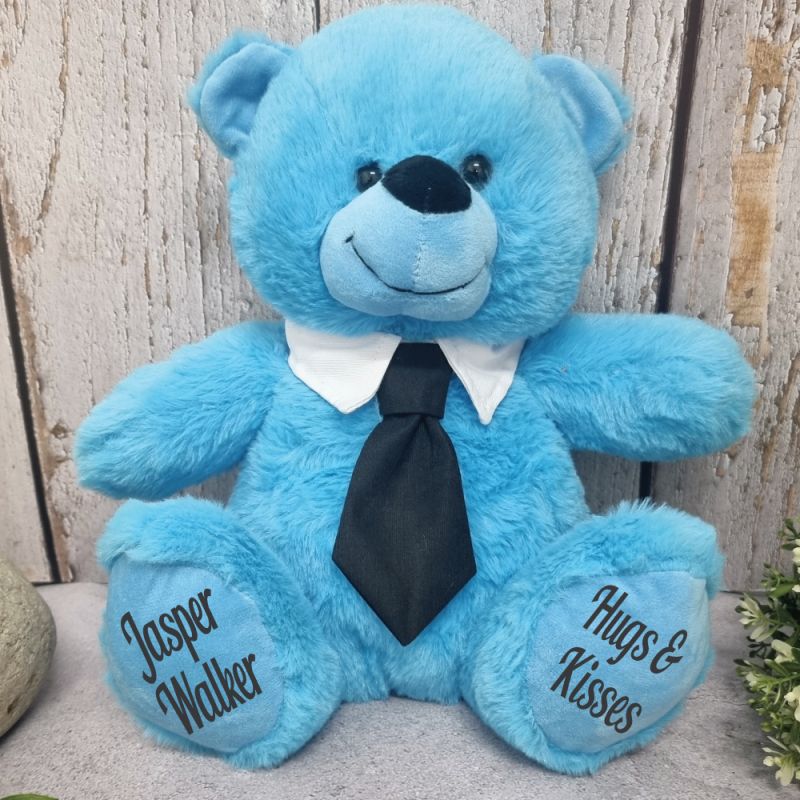 Blue Baby Boy Bear with Black Tie 30cm