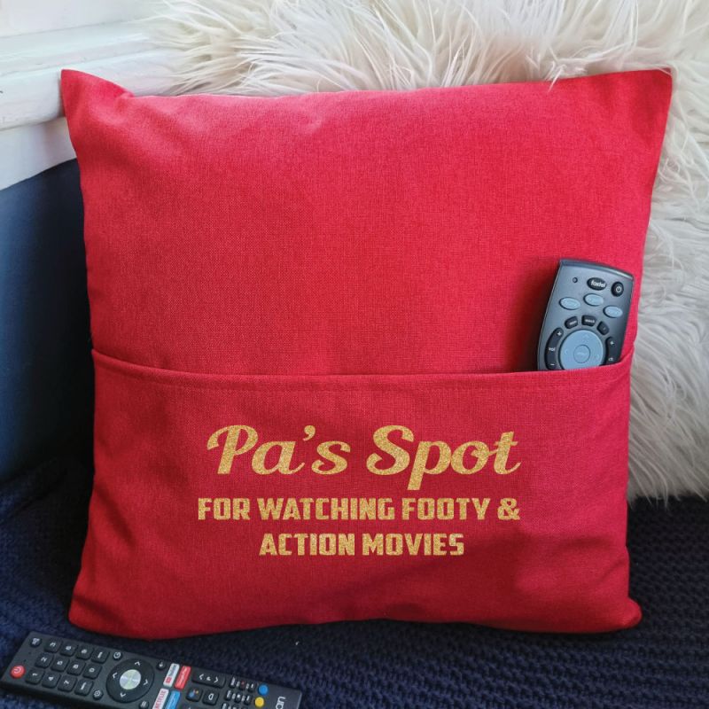 Grandad Personalised Pocket Pillow Cover Red
