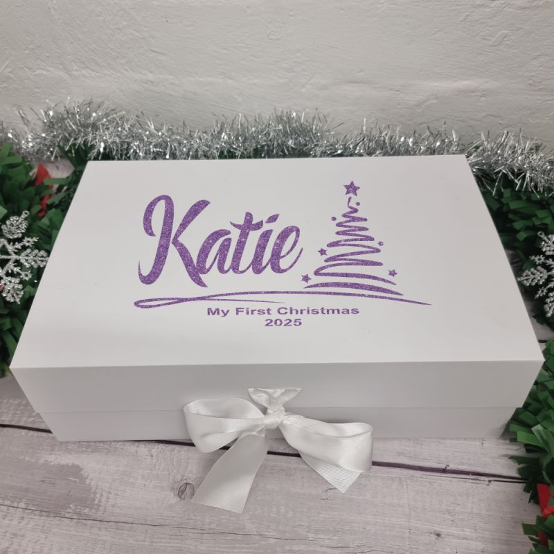 Personalised Christmas Box Swirl Tree