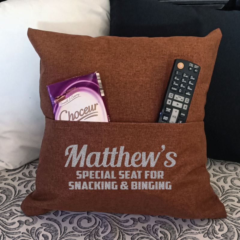 Personalised Tan Pocket Reading Pillow Cover