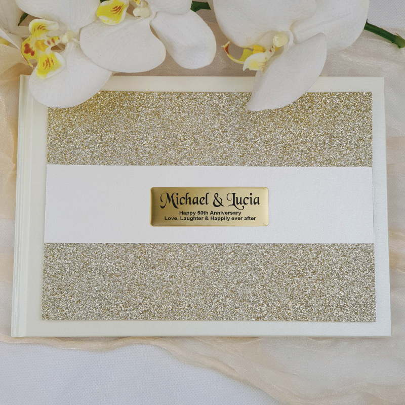 Anniversary Guest Book Album Gold Glitter