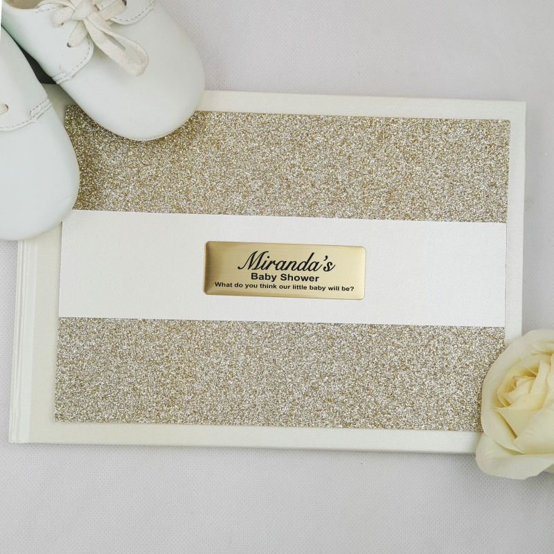 Baby Shower Guest Book Album Gold Glitter
