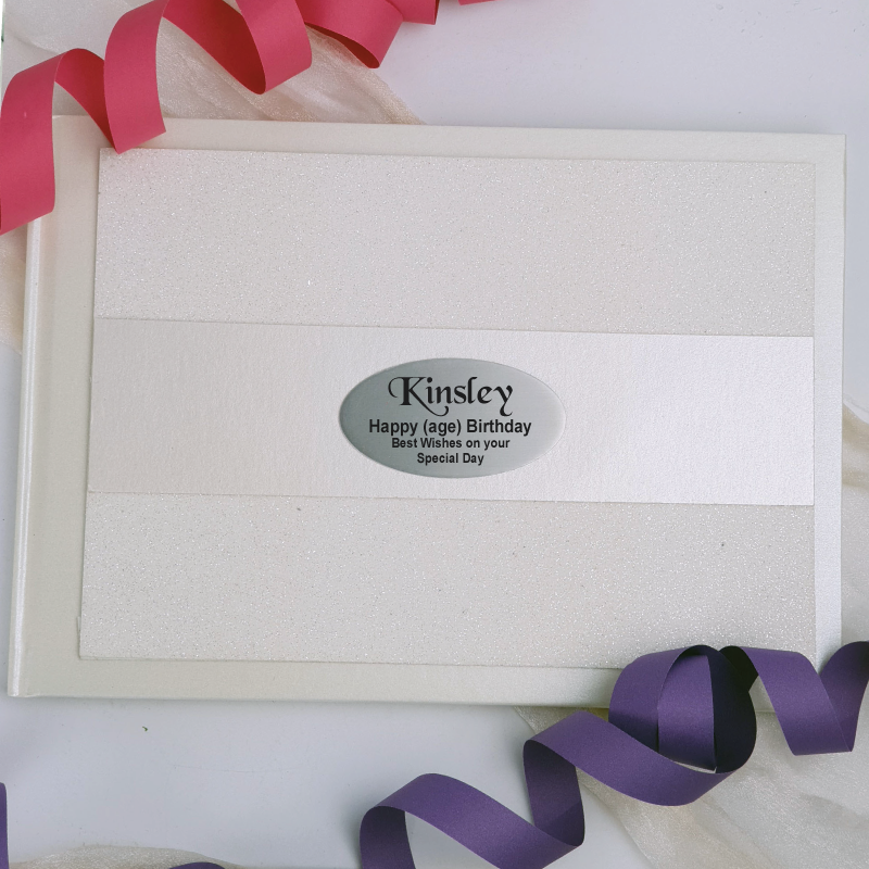Birthday Guest Book Album Cream Glitter