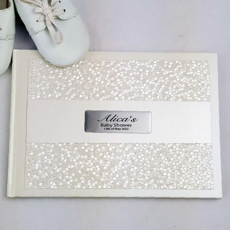 Baby Shower Guest Book Keepsake Album - Cream Pebble