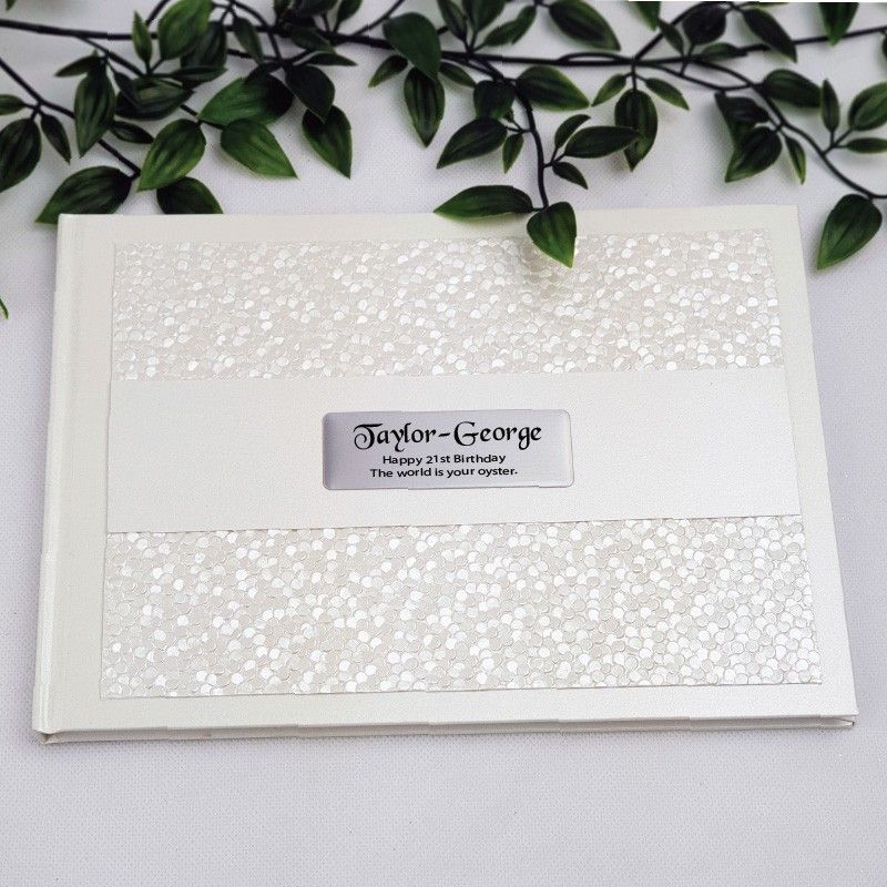 21st Birthday Guest Book Keepsake Album - Cream Pebble