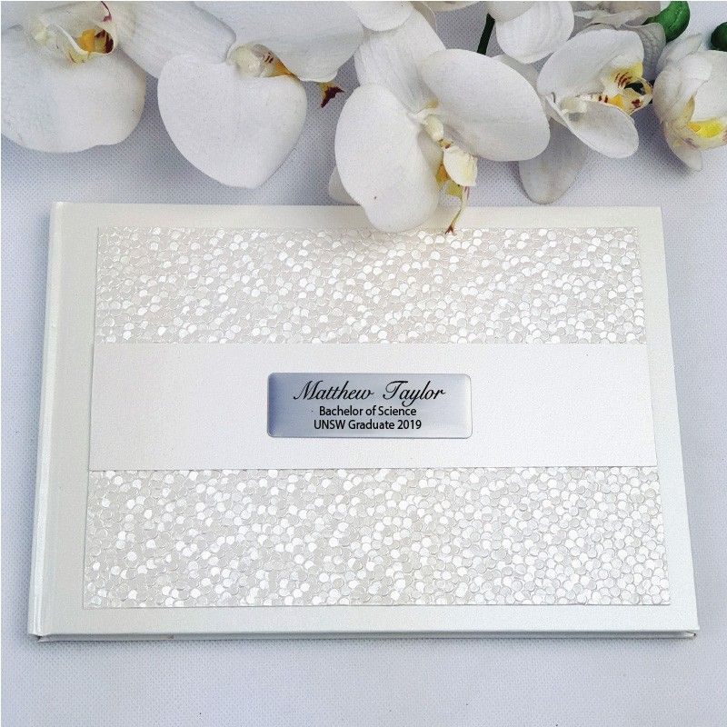 Personalised Birthday Guest Book- Cream Pebble