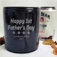 First Fathers Day Engraved Black Stubby Can Cooler 