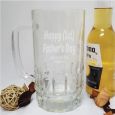 First Fathers Day Engraved Personalised Glass Beer Stein