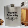 First Fathers Day Engraved Personalised Silver Hip Flask