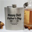 First Fathers Day Engraved Personalised Silver Hip Flask