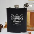 60th Birthday Engraved Personalised Black Hip Flask (F)