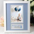 Personalised 1st Birthday  Photo Frame 4x6 White Wood Blue