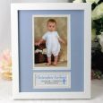 Baby Boy Christening Photo Frame 4x6 White Wood
