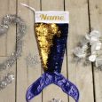 Mermaid Tail Sequin Christmas Stocking - Blue