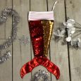 Mermaid Tail Sequin Christmas Stocking - Red