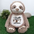 Personalised Birthday Sloth Cubbie Plush