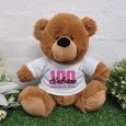 100th Birthday Personalised Bear Brown Plush 30cm