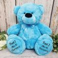 Baby Birth Details Teddy Bear 40cm Plush Bright Blue