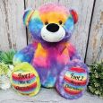 Personalised 1st Birthday Teddy Bear 40cm Plush Rainbow