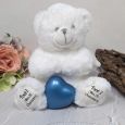 Angel Memorial Bear with Denim Heart Urn For Ashes