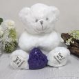 Angel Memorial Bear with Purple Heart Urn For Ashes