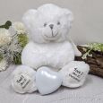 Angel Memorial Bear with White Heart Urn For Ashes
