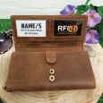 Personalised 90th Brown Leather Purse RFID