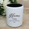 Groom Engraved White Stubby Can Cooler