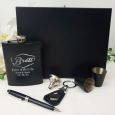 Father Of The Bride Engraved Black Flask  Set in  Gift Box