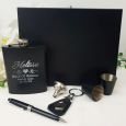 Maid of Honour Engraved Black Flask Set Gift Box