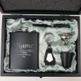 Father Of The Groom Engraved Black Flask Gift Set in  Gift Box