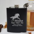 Fathers Day Engraved Personalised Black Hip Flask