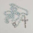 Baptism Blue Pearl Rosary Beads Personalised Tin