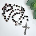 Black Murano Christening Rosary Beads Personalised Tin