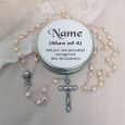 Heart Pearl Rosary Beads in Personalised Tin
