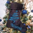 Personalised Christmas Stocking Black Velvet Tree