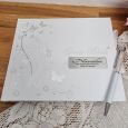 21st Birthday Personalised Guest Book White Silver Butterfly