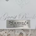 Funeral Guest Book White Silver Hearts