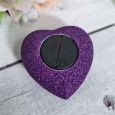 Purple Glitter Heart Urn For Ashes with Stand