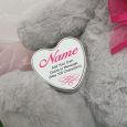 Personalised Keepsake Bear witHheart Grey / Pink 40cm