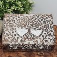 Christening Tree Of Life Boho Carved Wooden Box